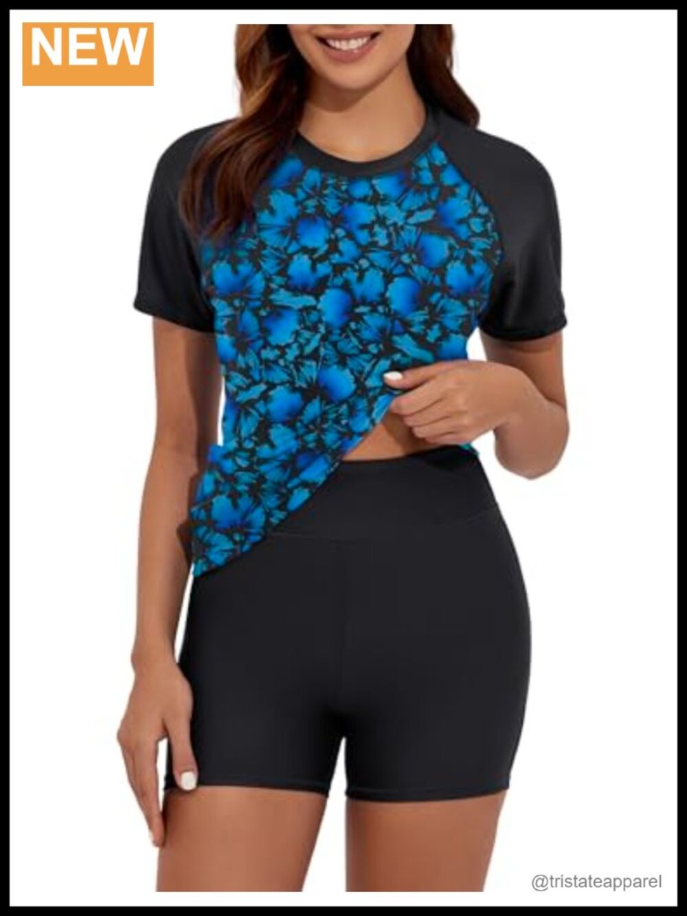 Women's 2 Piece Rash Guard Set Short Sleeve UPF 50+ Swim Shirt